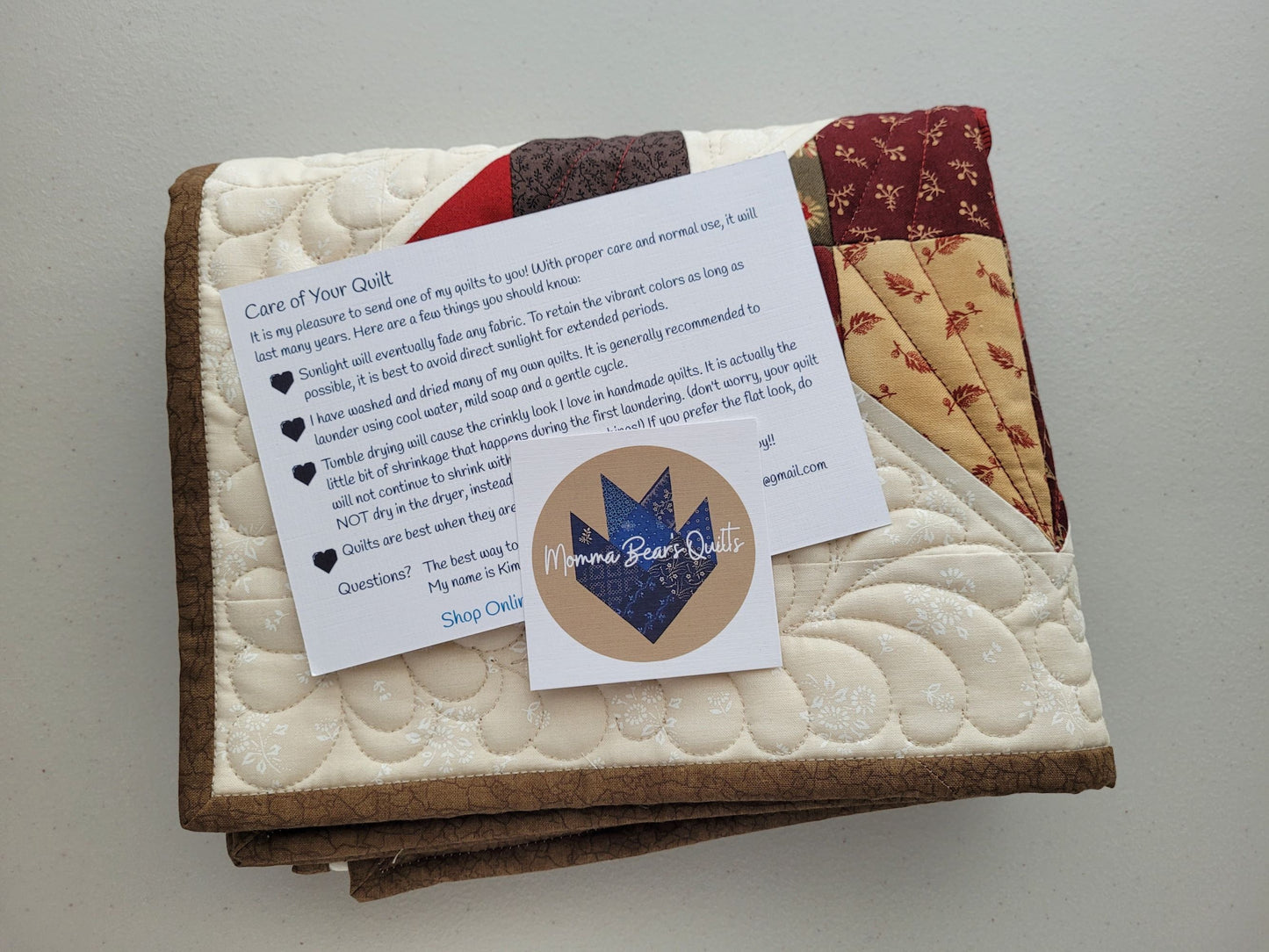 care instructions with quilted table runner