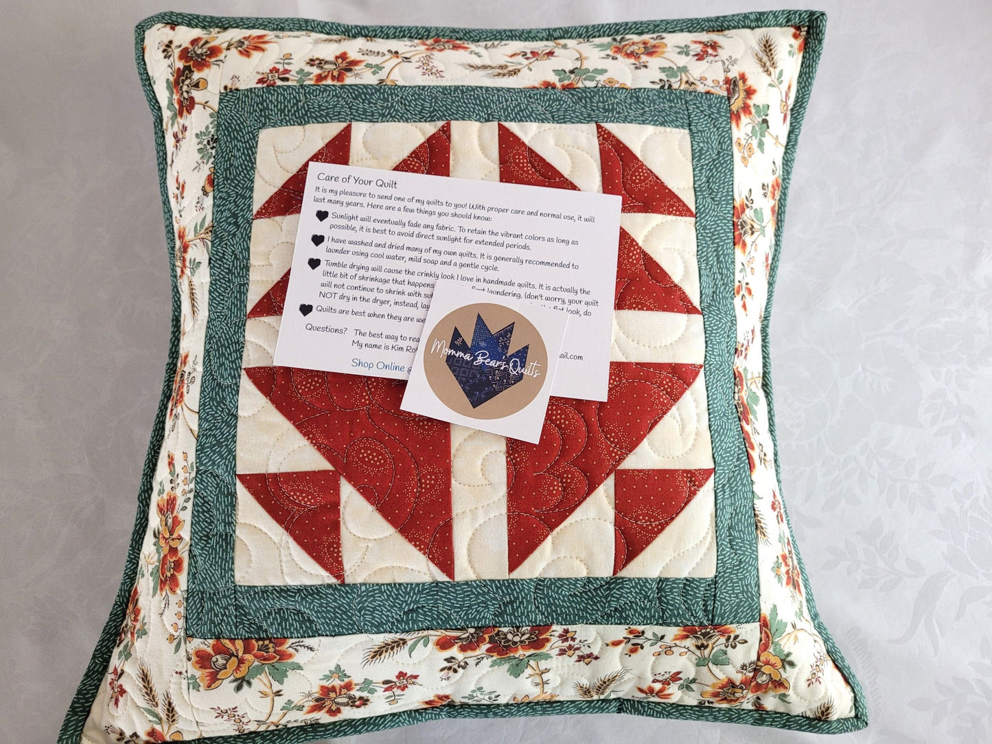 quilted pillow with care instructions