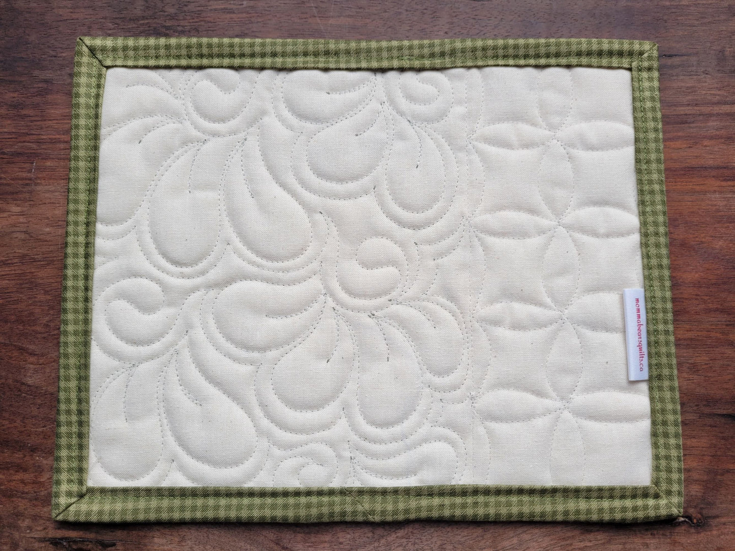 back of mini quilt