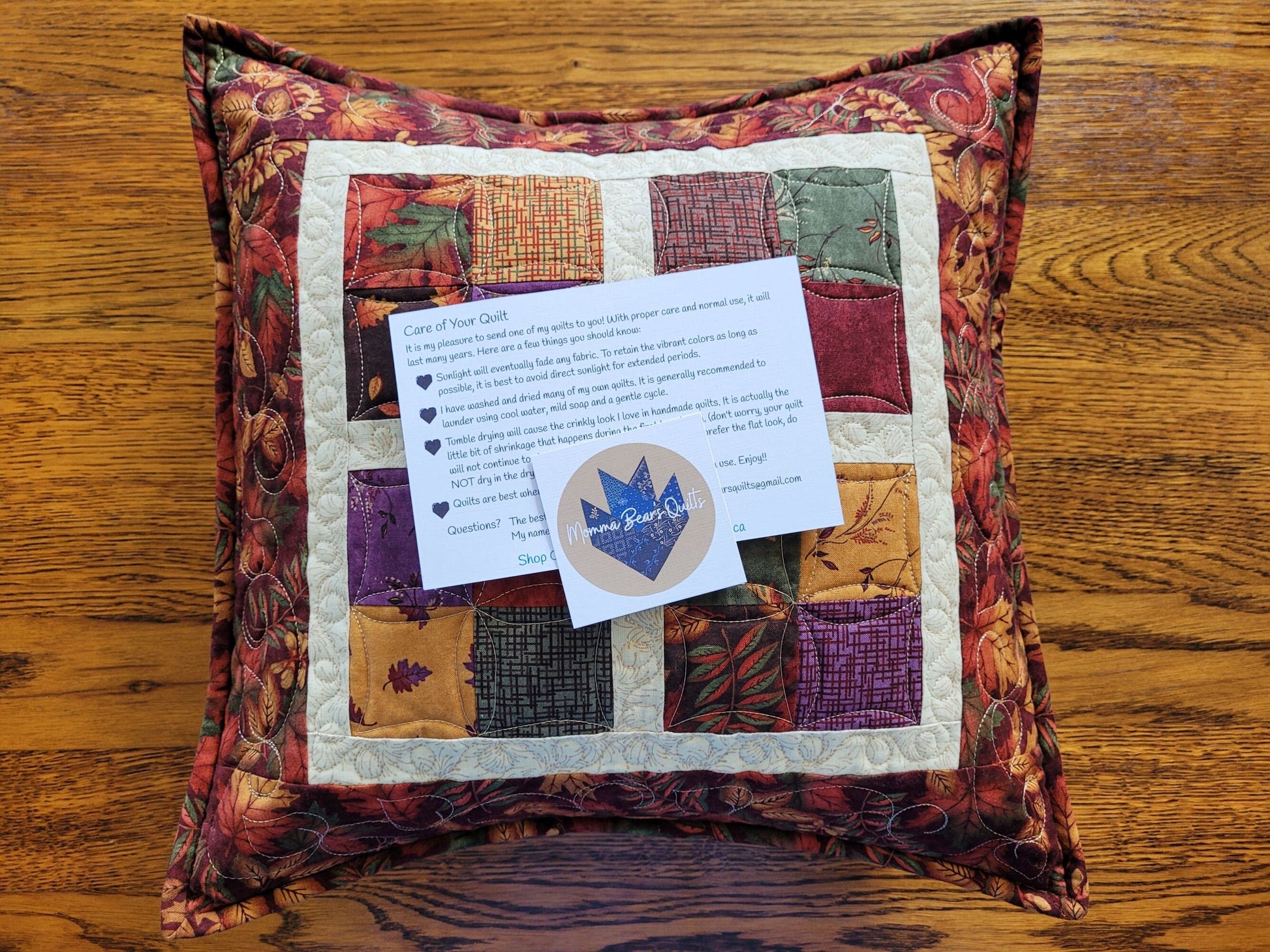 fall pillow with care instructions