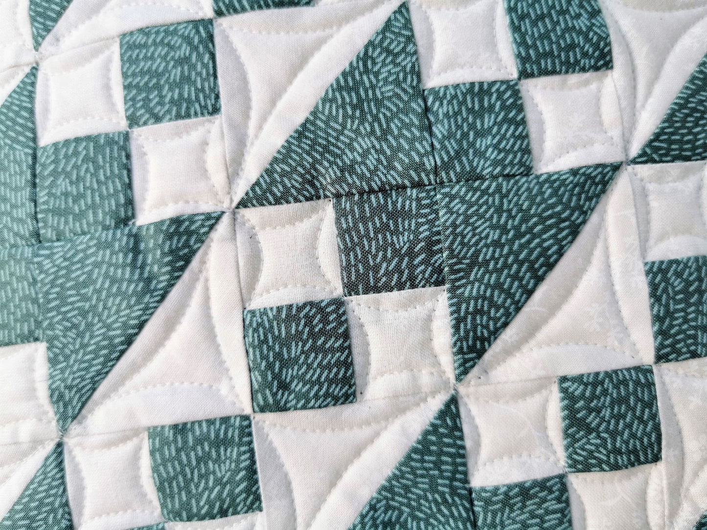Teal Quilted Pillow | 18 inch square Floral Cushion