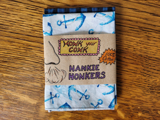 Cotton Pocket Hankie, Reusable Tissue, Fun Dad Gift, Honk Your Conk Hankie Honkers