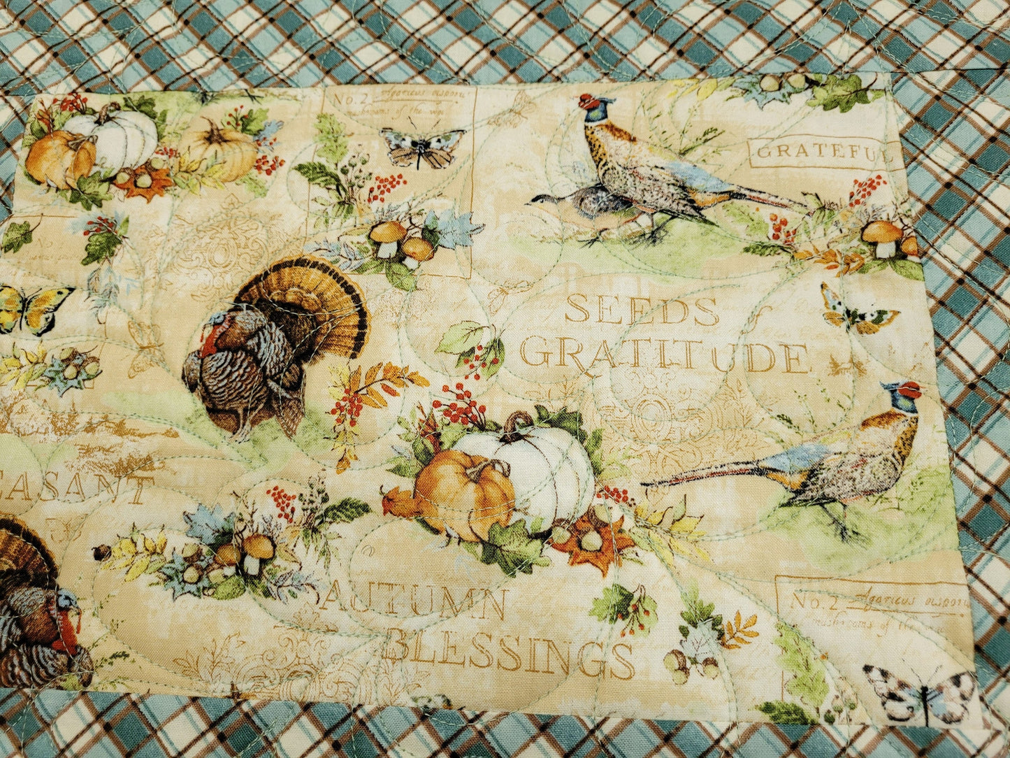 autumn placemats with pumpkins and turkeys