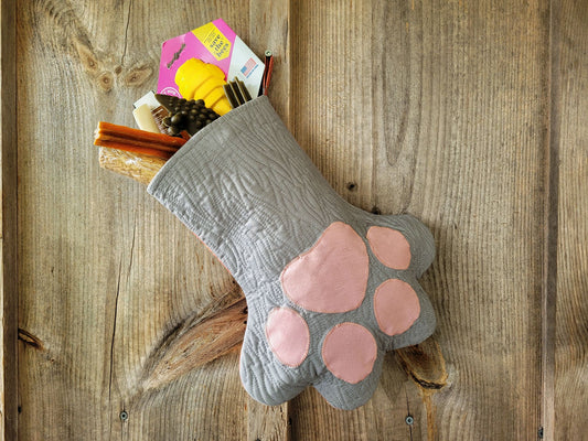 Pet Stocking for Christmas, Quilted Paw Stocking