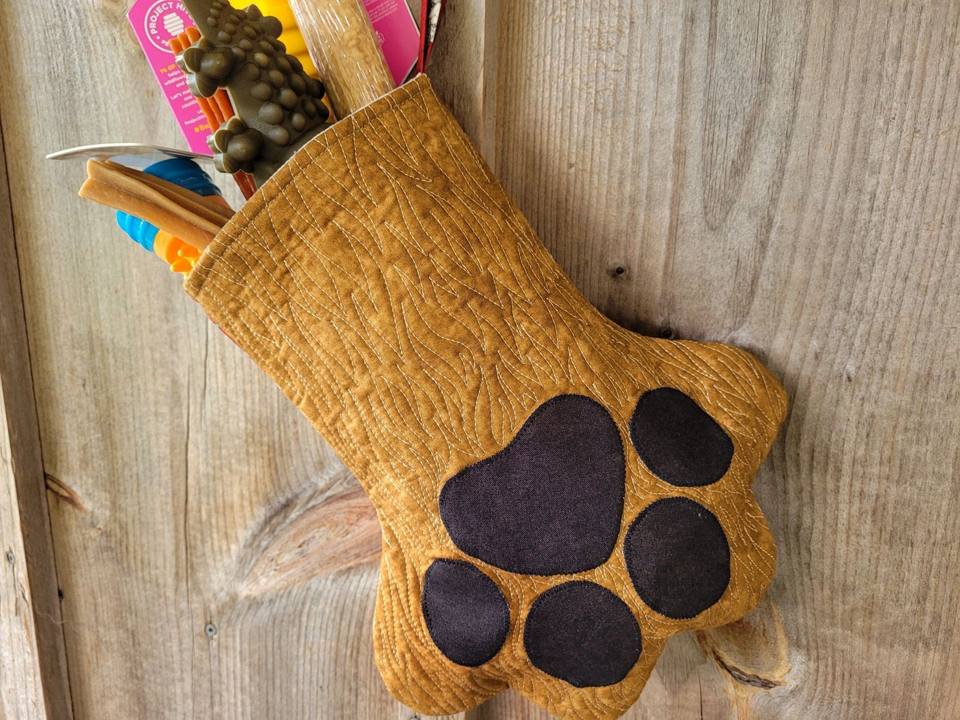 Pet Stocking for Christmas, Quilted Paw Stocking