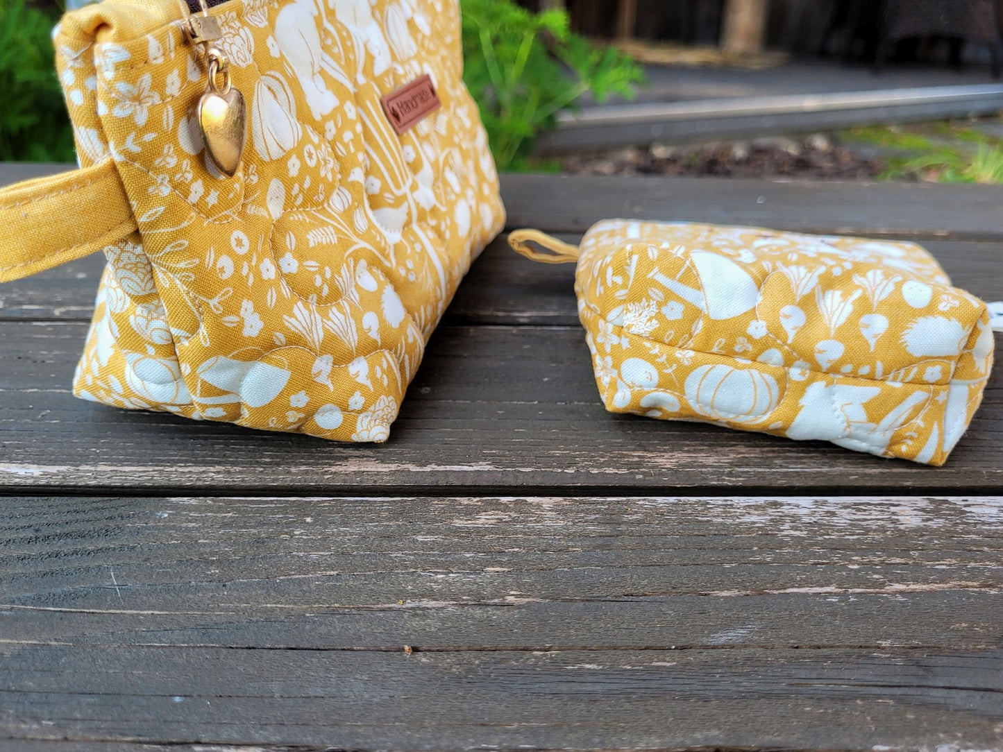 Quilted Zipper Pouch | Garden Theme Cosmetic Bag | Travel Toiletry Bag | Gift for Gardener