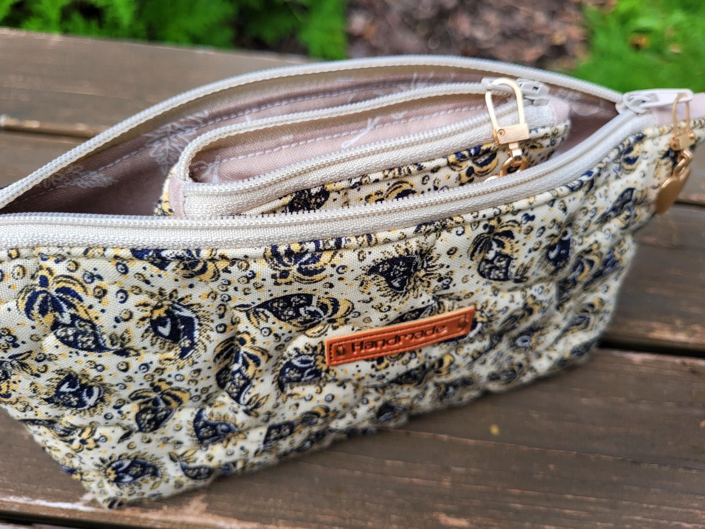 set of matching quilted zipper pouches