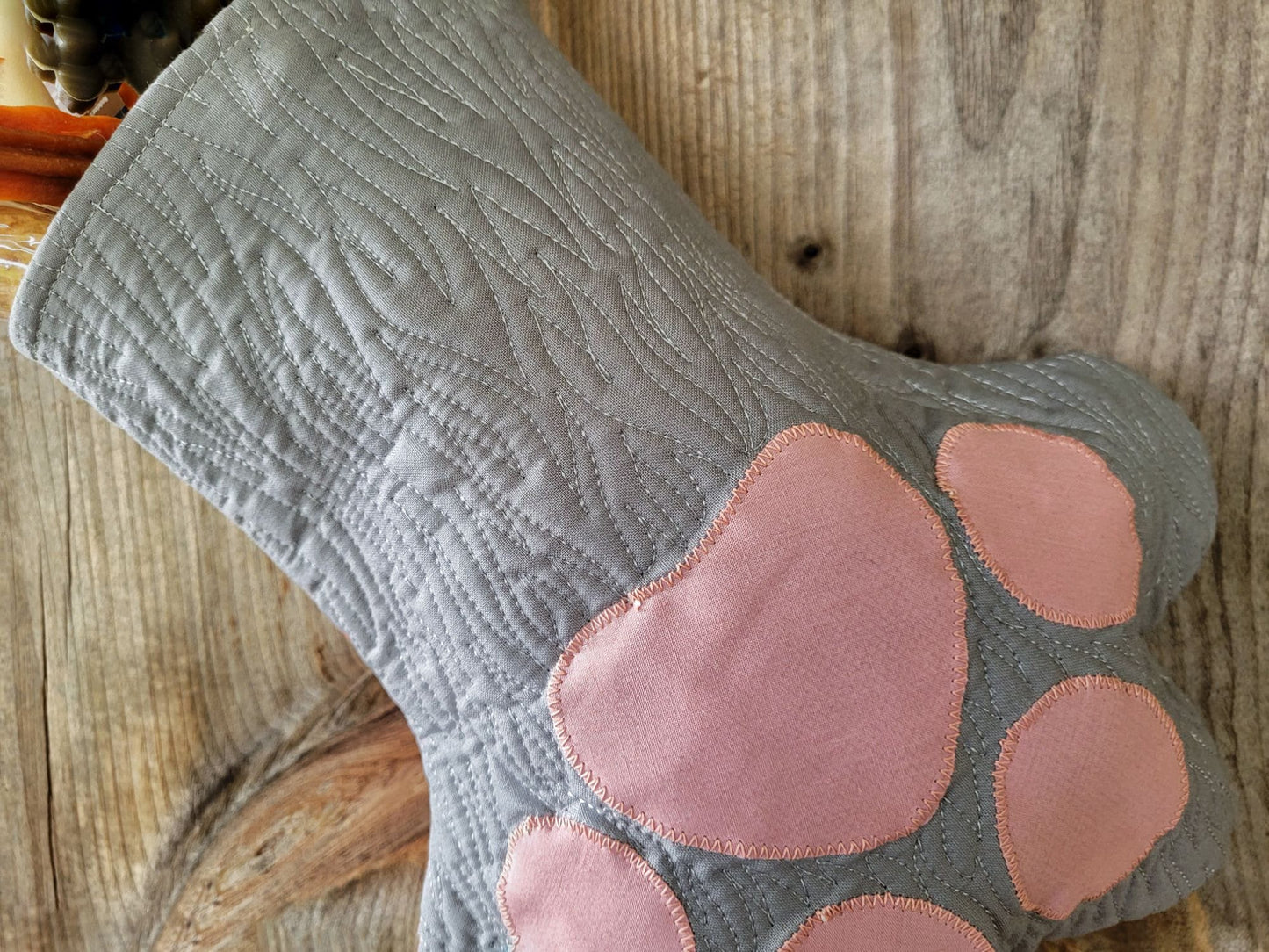Pet Stocking for Christmas, Quilted Paw Stocking