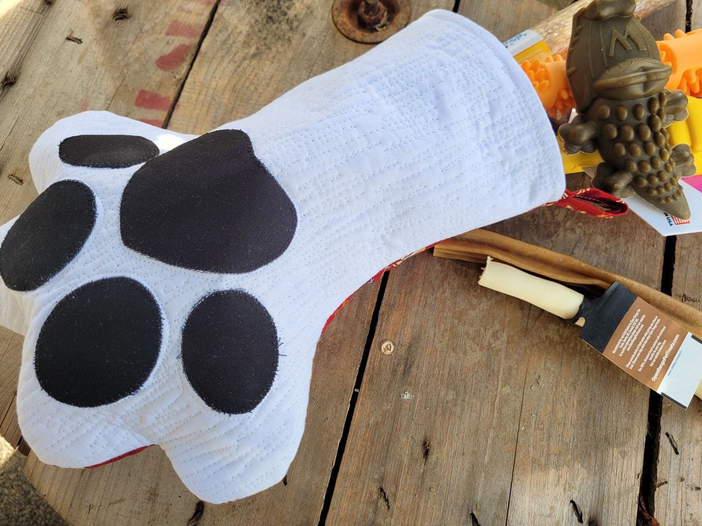 Pet Paw Stocking, Quilted Christmas Stocking
