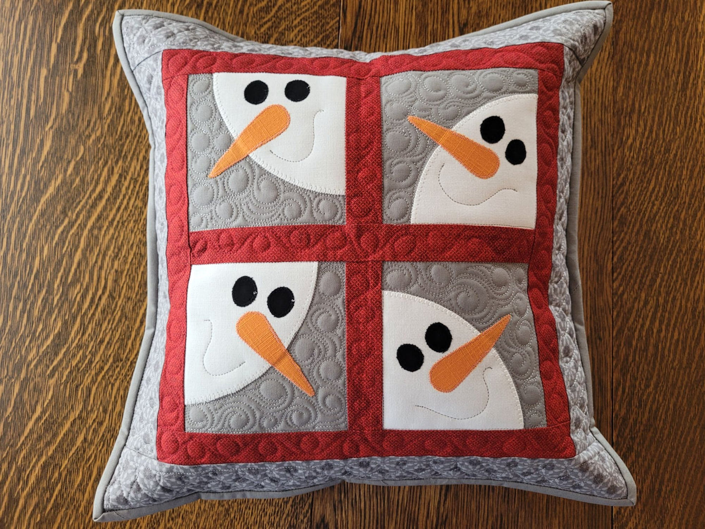 Quilted Snowman Pillow