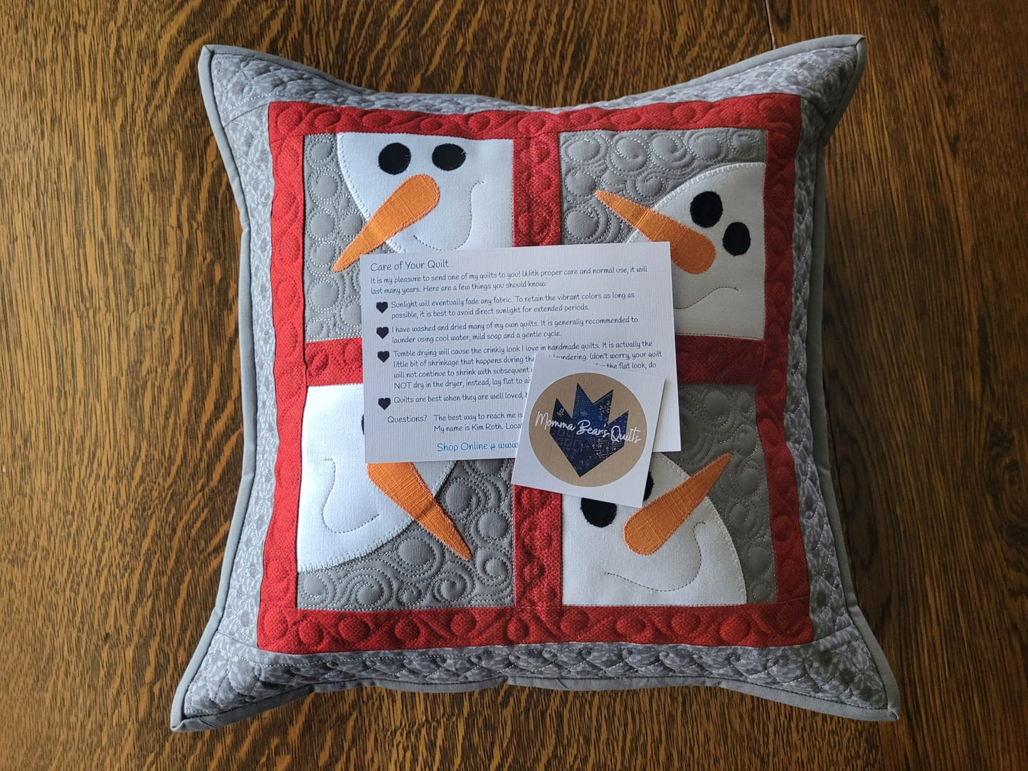 Quilted Snowman Pillow