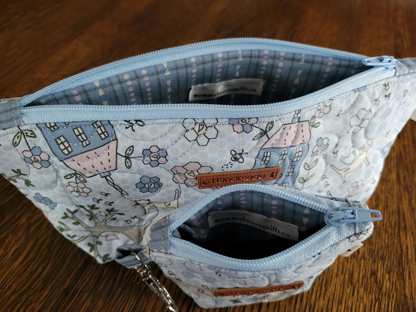 Quilted Cosmetic Bag Set | Zipper Pouch | Cute Travel Utility Bag | Gift for Her