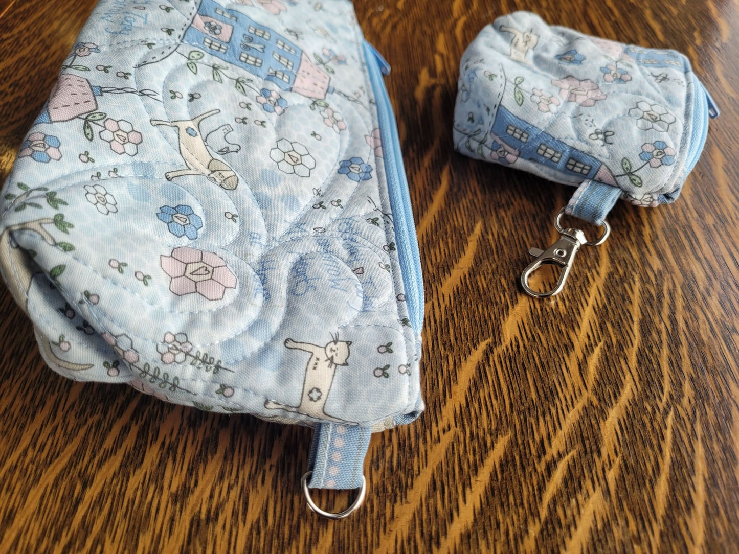 Quilted Cosmetic Bag Set | Zipper Pouch | Cute Travel Utility Bag | Gift for Her