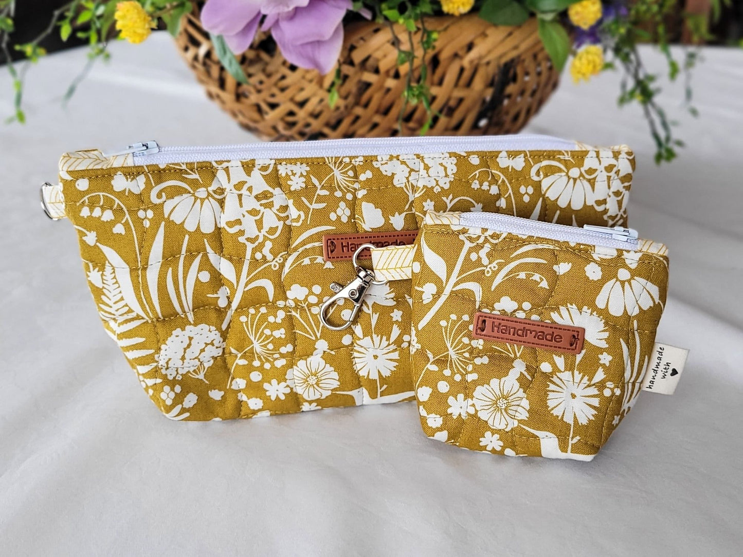 quilted make up bag set