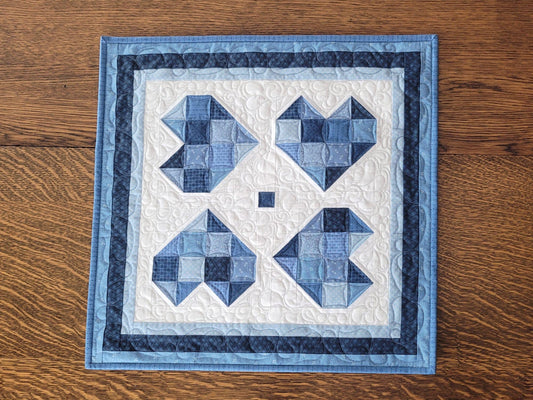 square table runner with patchwork hearts