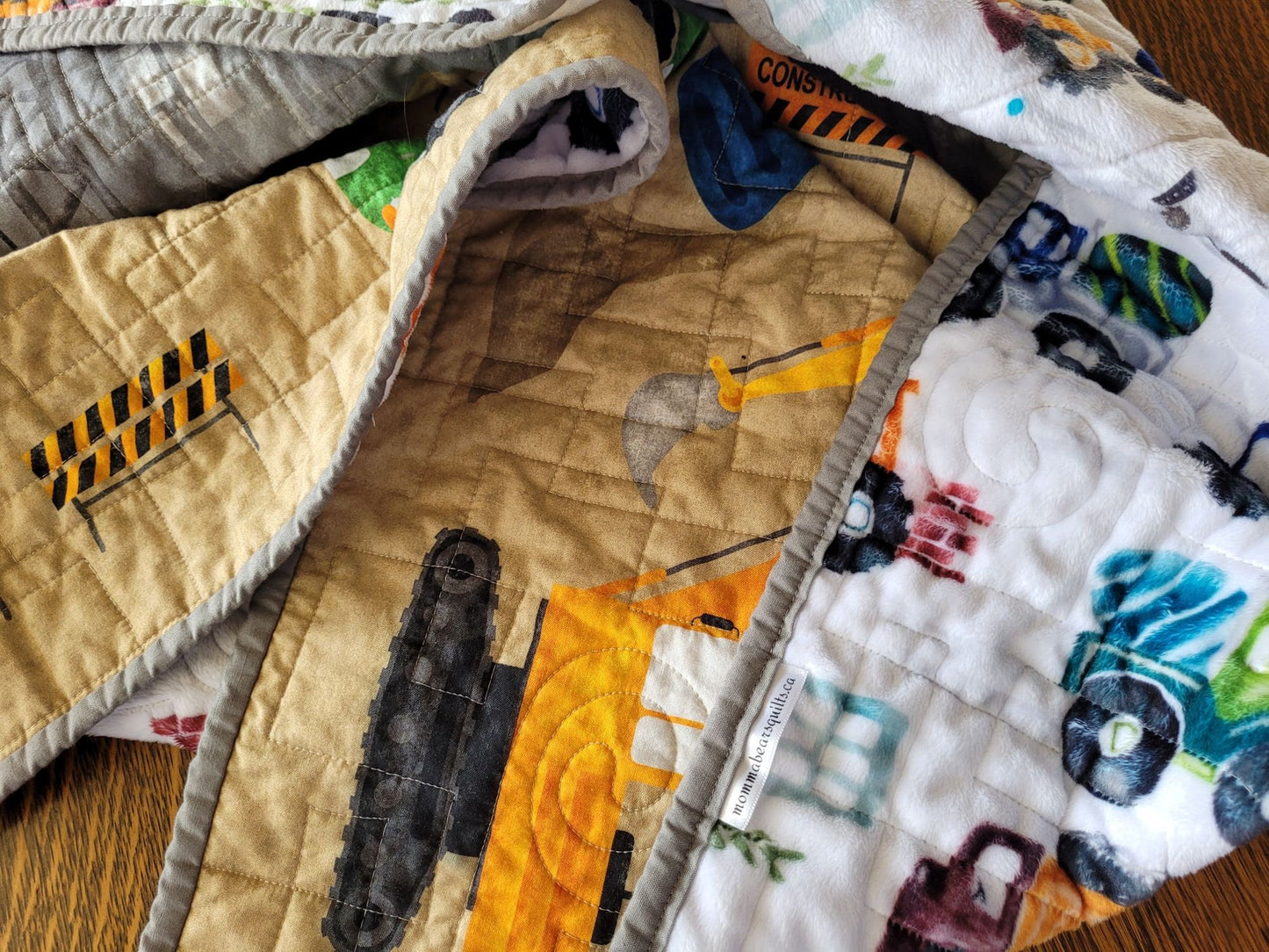 Soft Baby Boy Quilted Blanket with Construction Machines