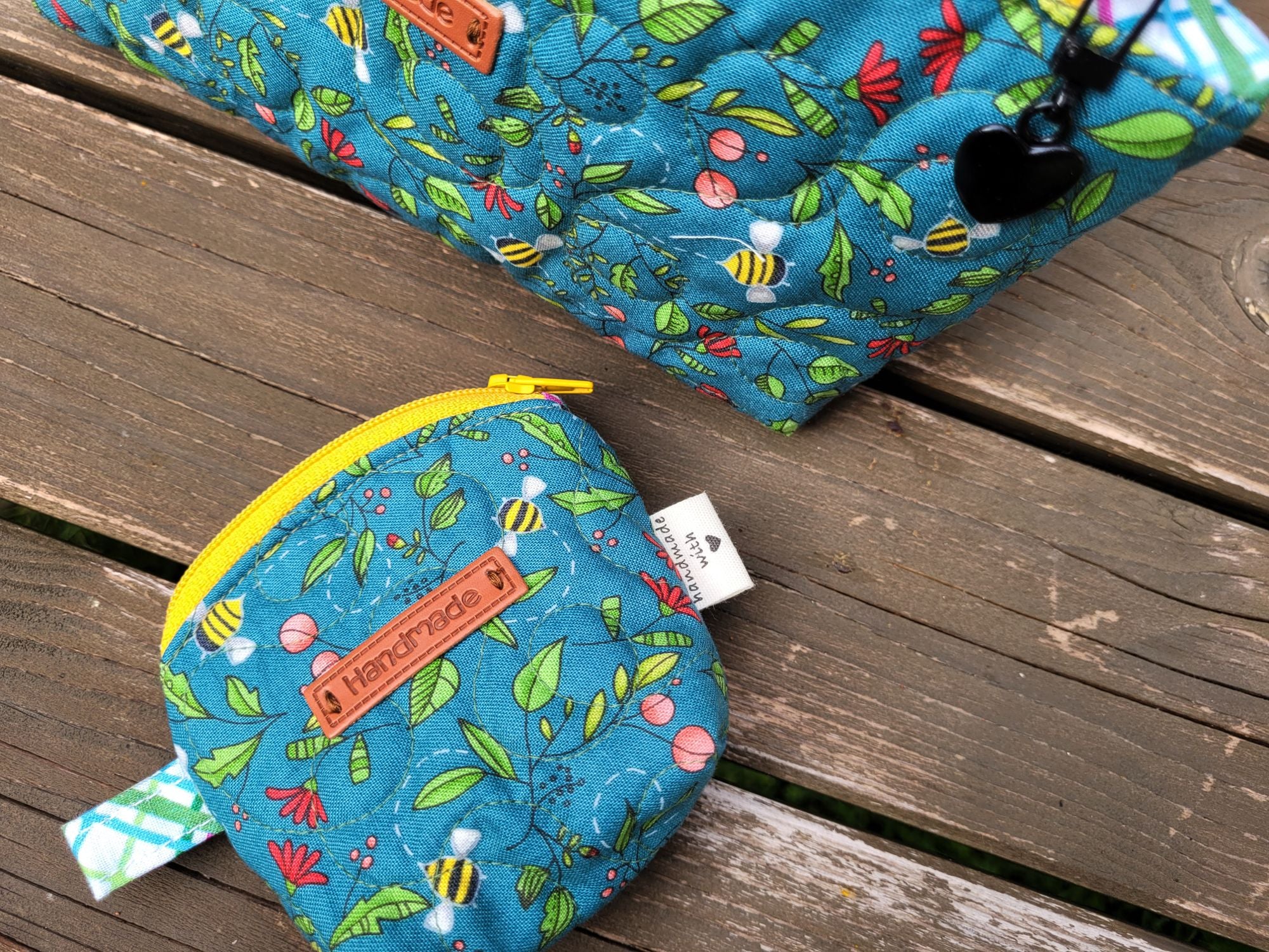 details of handmade zipper pouches