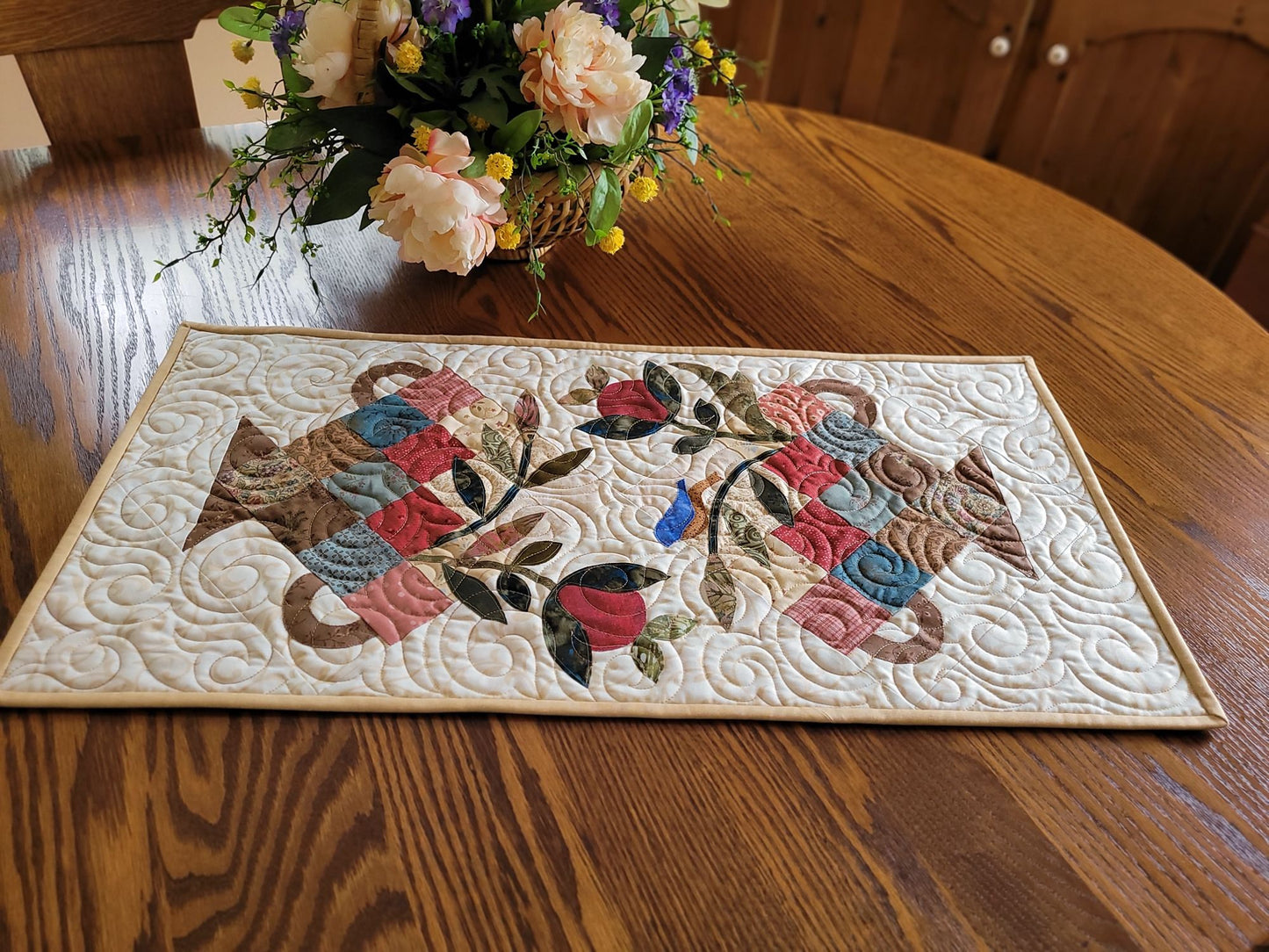 Flower Basket Quilted Table Runner