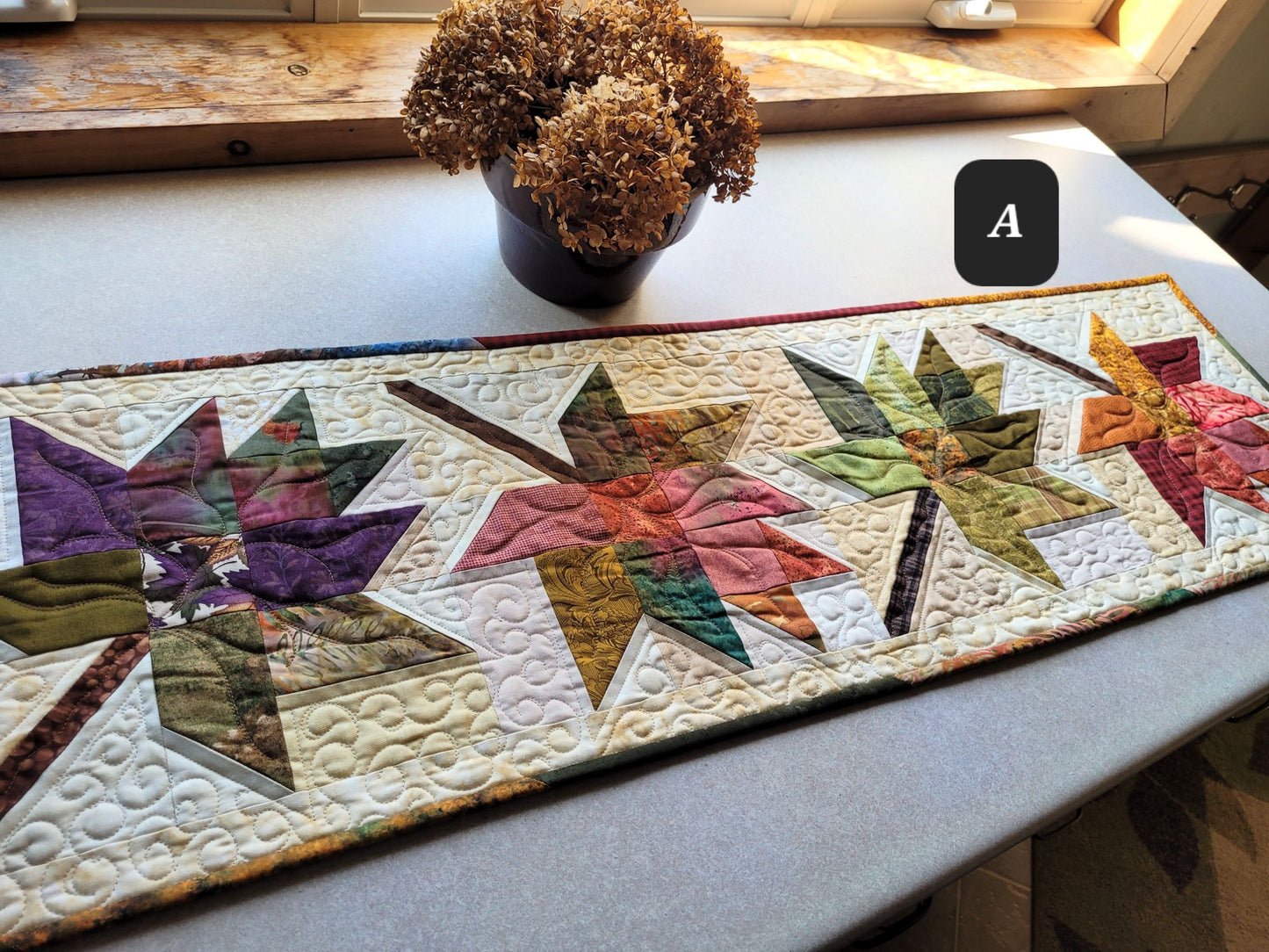 Autumn Blaze Quilted Table Runner, 4 leaf