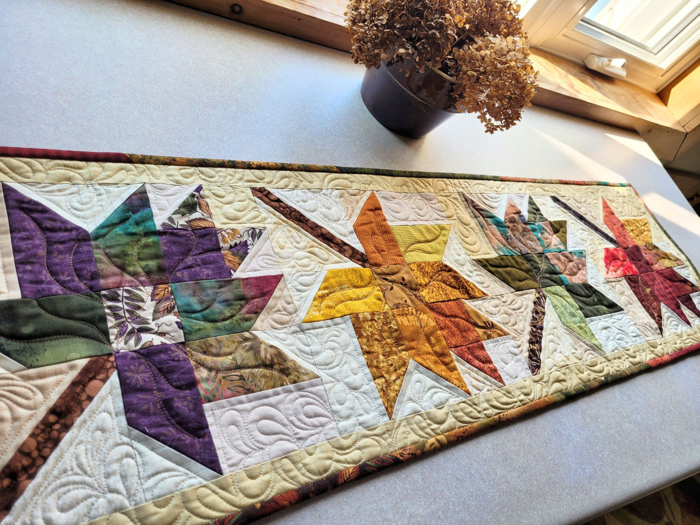 Autumn Blaze Quilted Table Runner, 4 leaf
