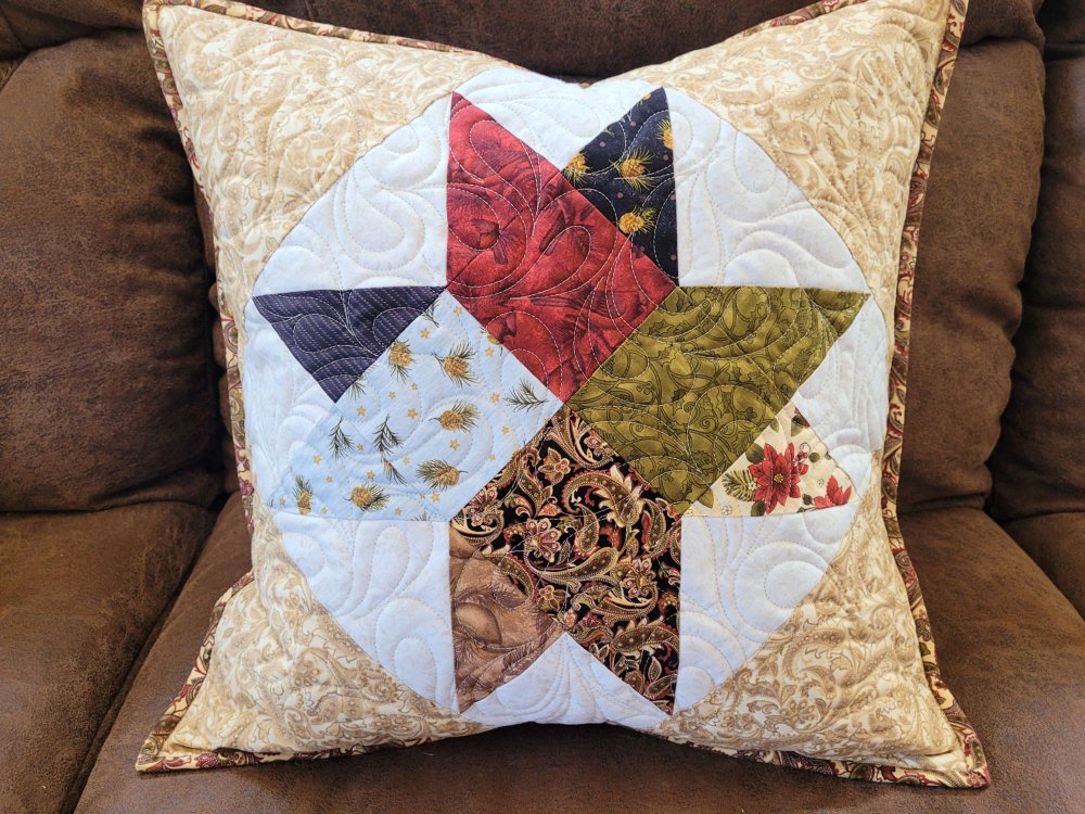 Rustic Woven Star Christmas Pillow, 17 inch