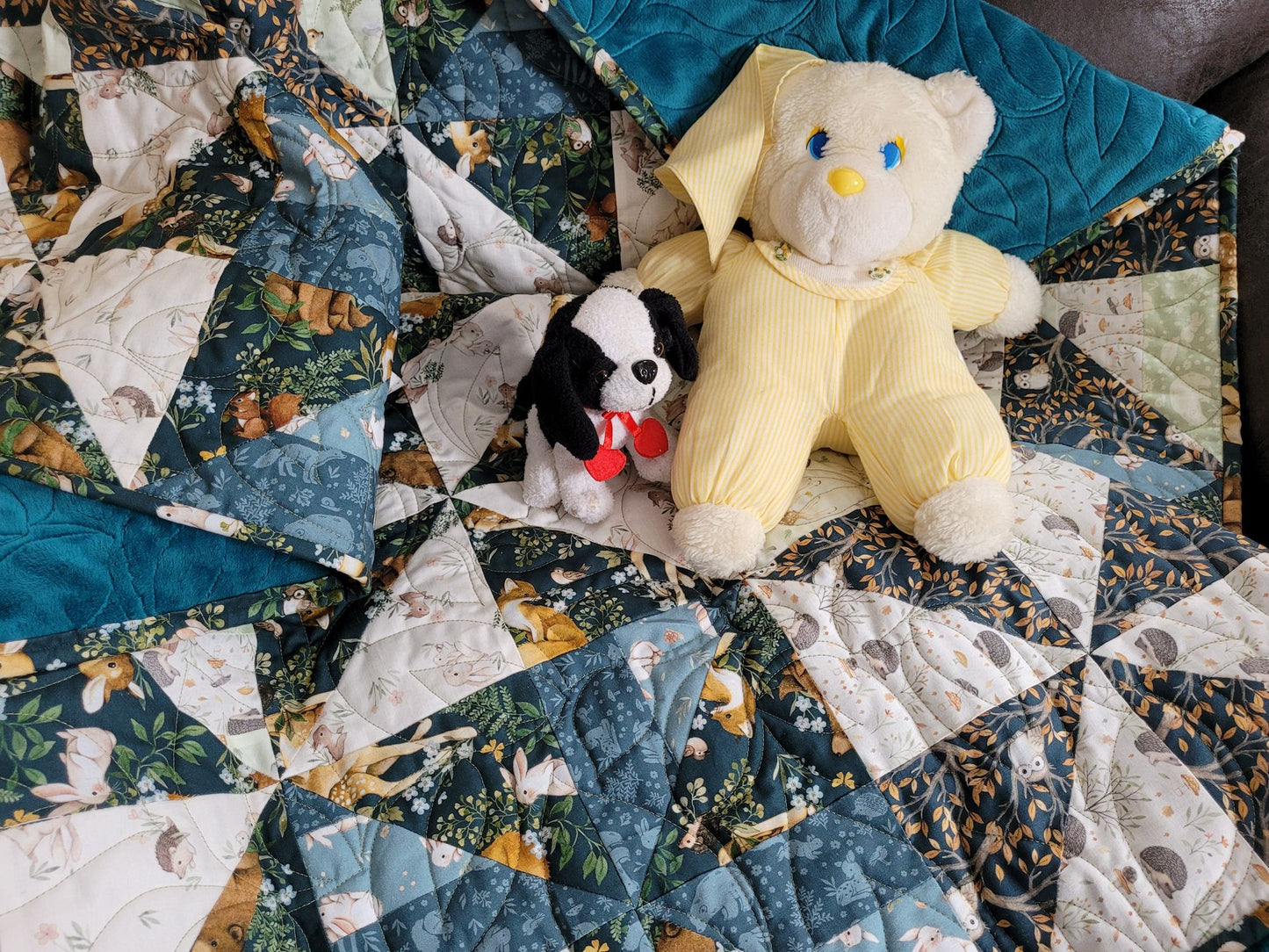 Woodland Animal Baby Quilt with Soft Backing