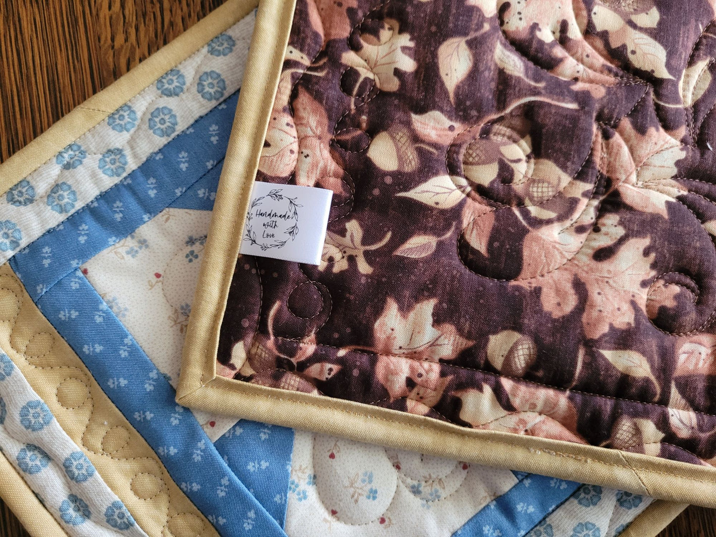 Showing back of quilted hot mats.