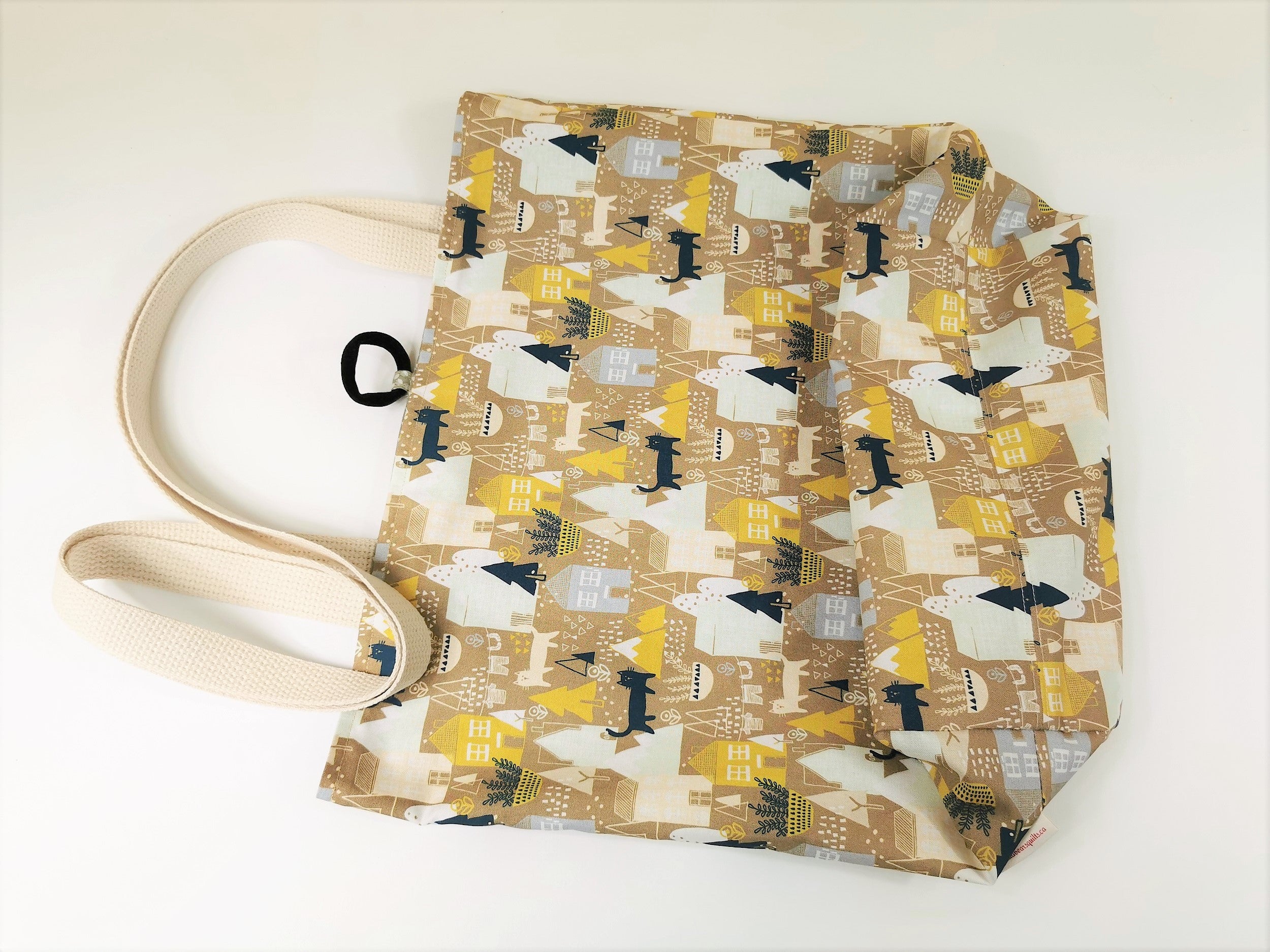 village cat tote bag, cloth shopping bag