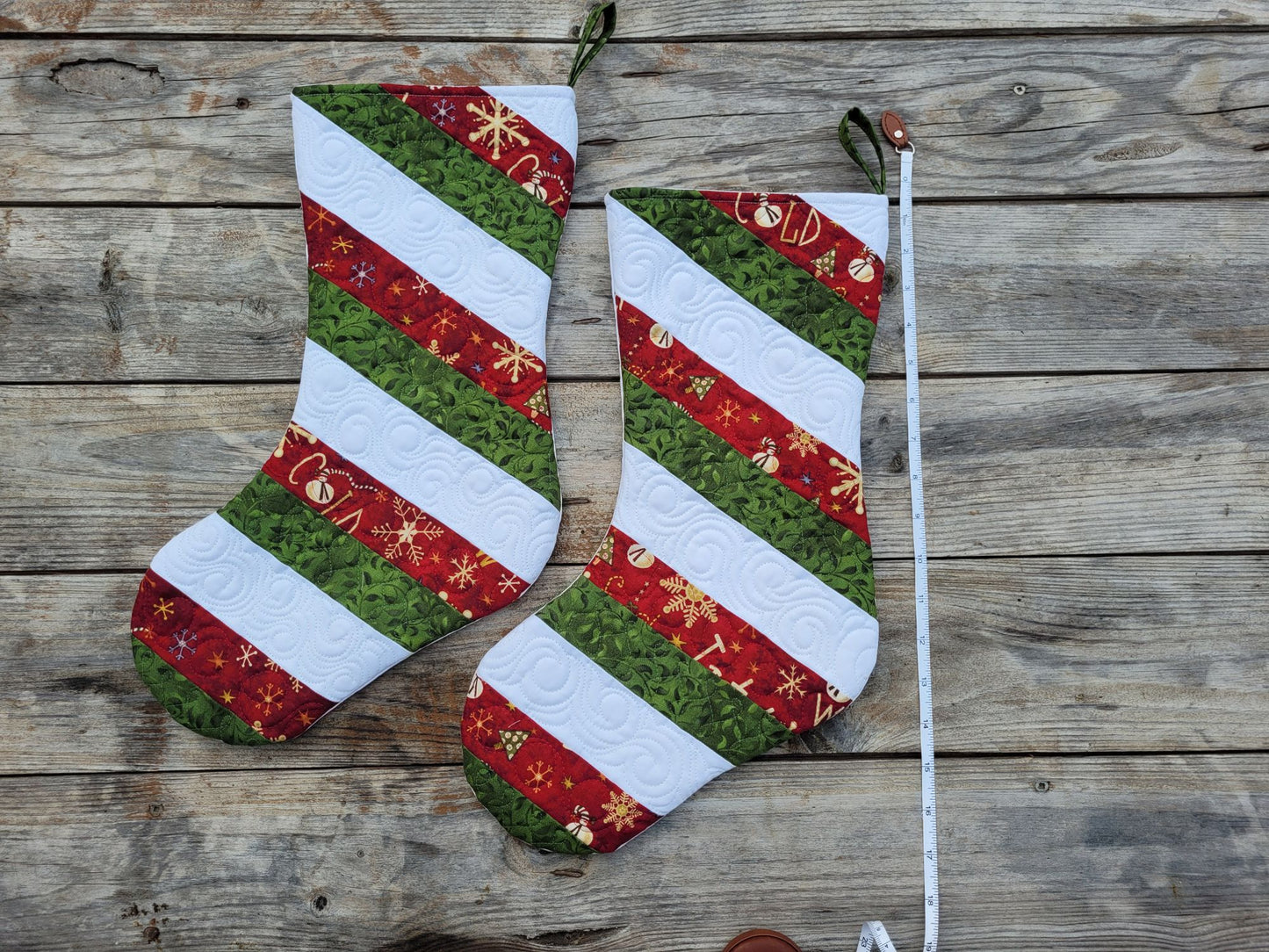 Whimsical Winter Snowman Patchwork Quilted Christmas Stocking
