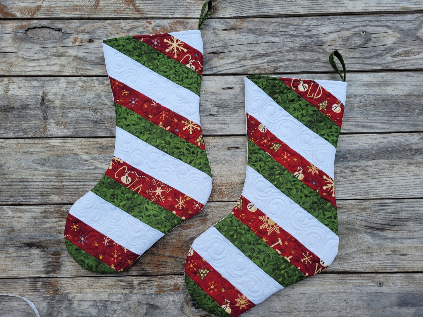 Whimsical Winter Snowman Patchwork Quilted Christmas Stocking