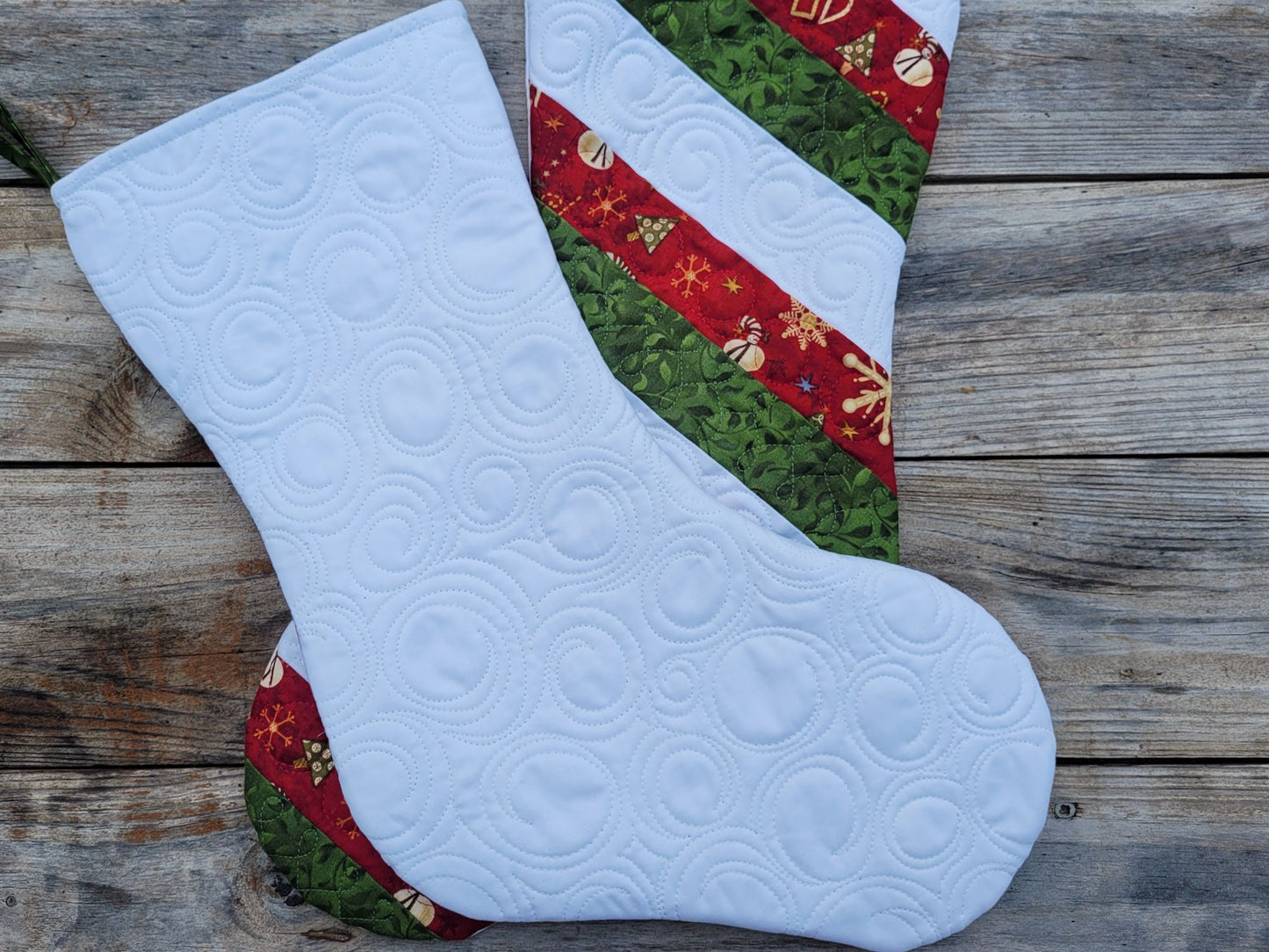 Whimsical Winter Snowman Patchwork Quilted Christmas Stocking