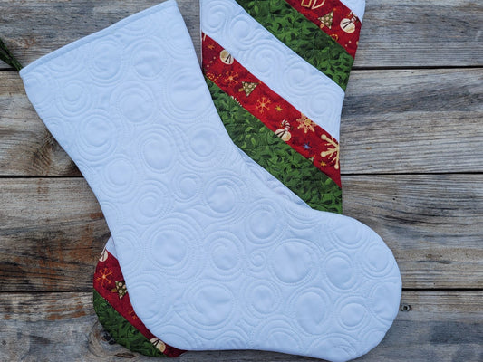 Whimsical Winter Snowman Patchwork Quilted Christmas Stocking
