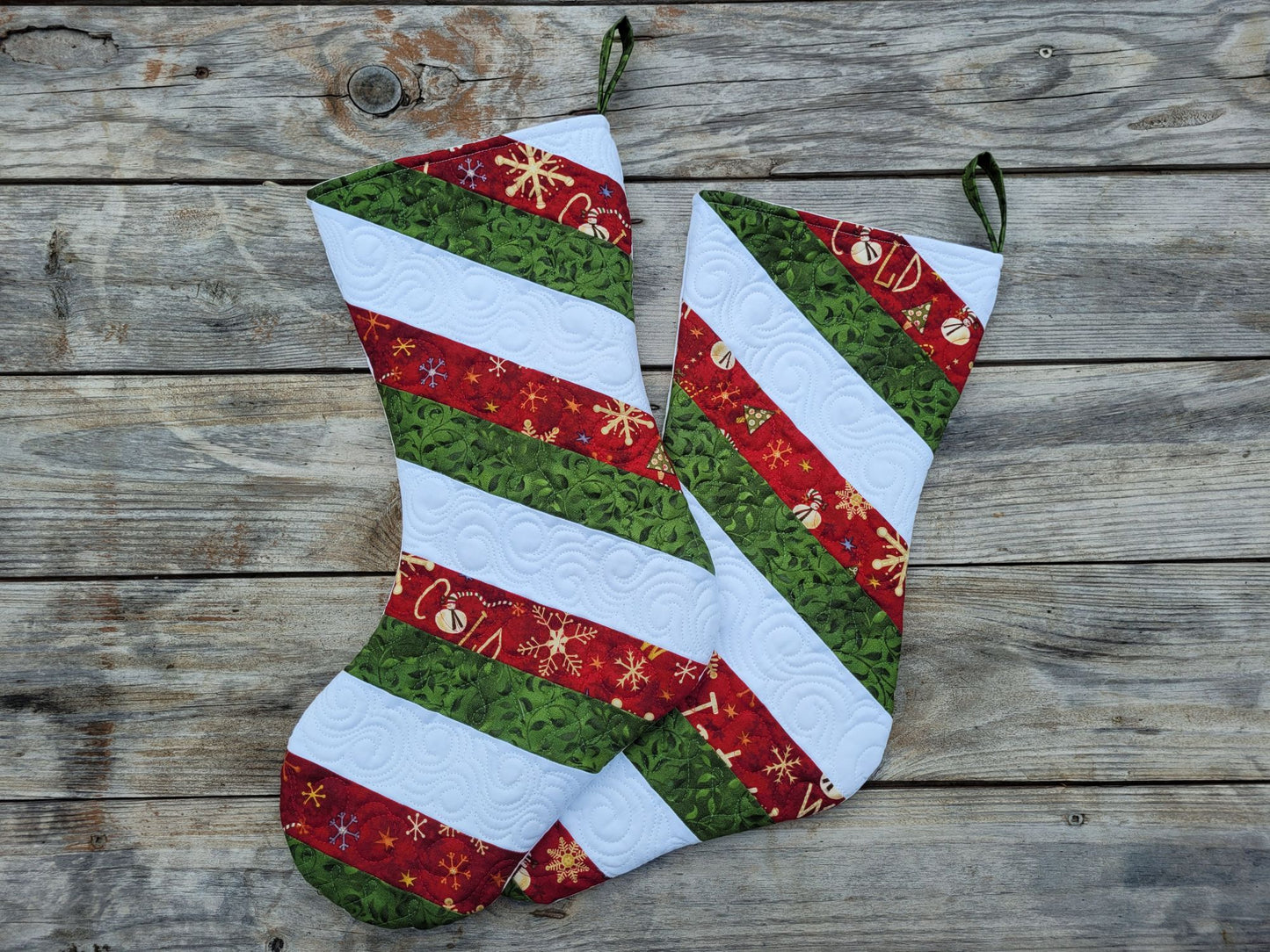 Whimsical Winter Snowman Patchwork Quilted Christmas Stocking