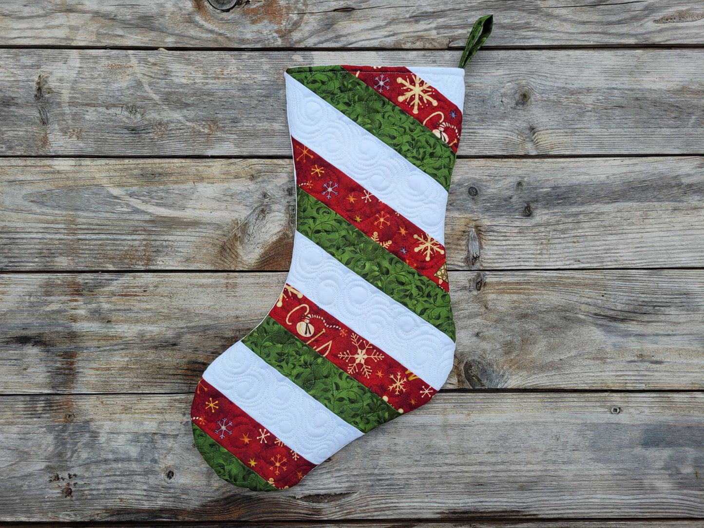 Whimsical Winter Snowman Patchwork Quilted Christmas Stocking