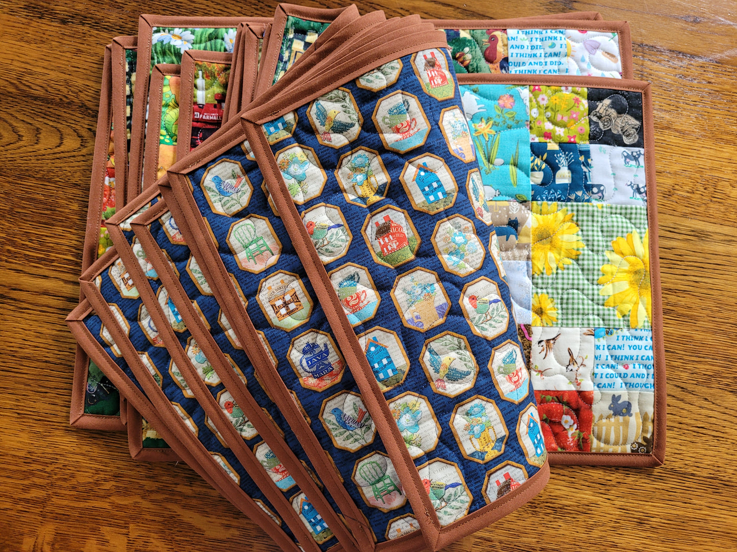 I Spy Quilted Placemats for Kids, Set of Two, Brown