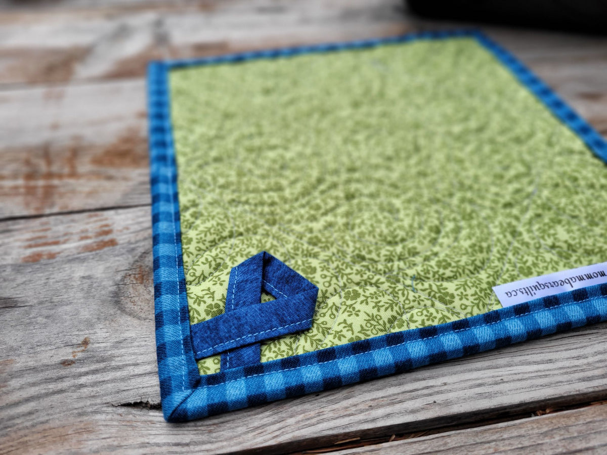 Blue Veggie & Fruit Quilted Potholder