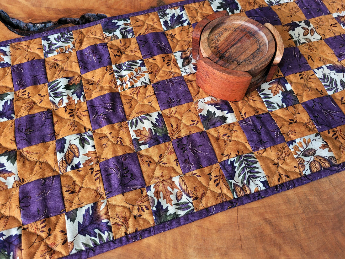 buffalo check table runner in autumn leaf fabrics
