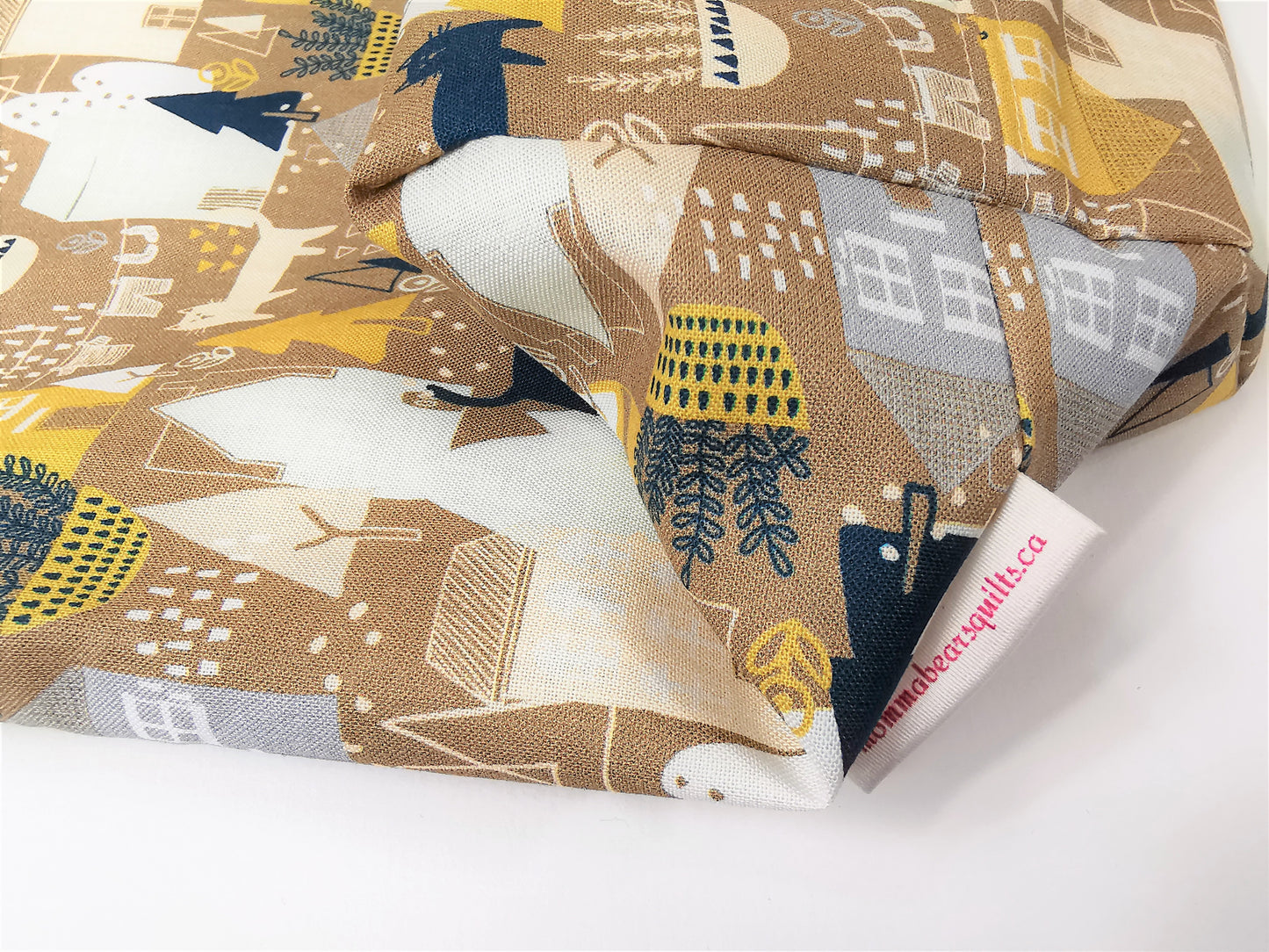 cotton cat fabric tote bag detail
