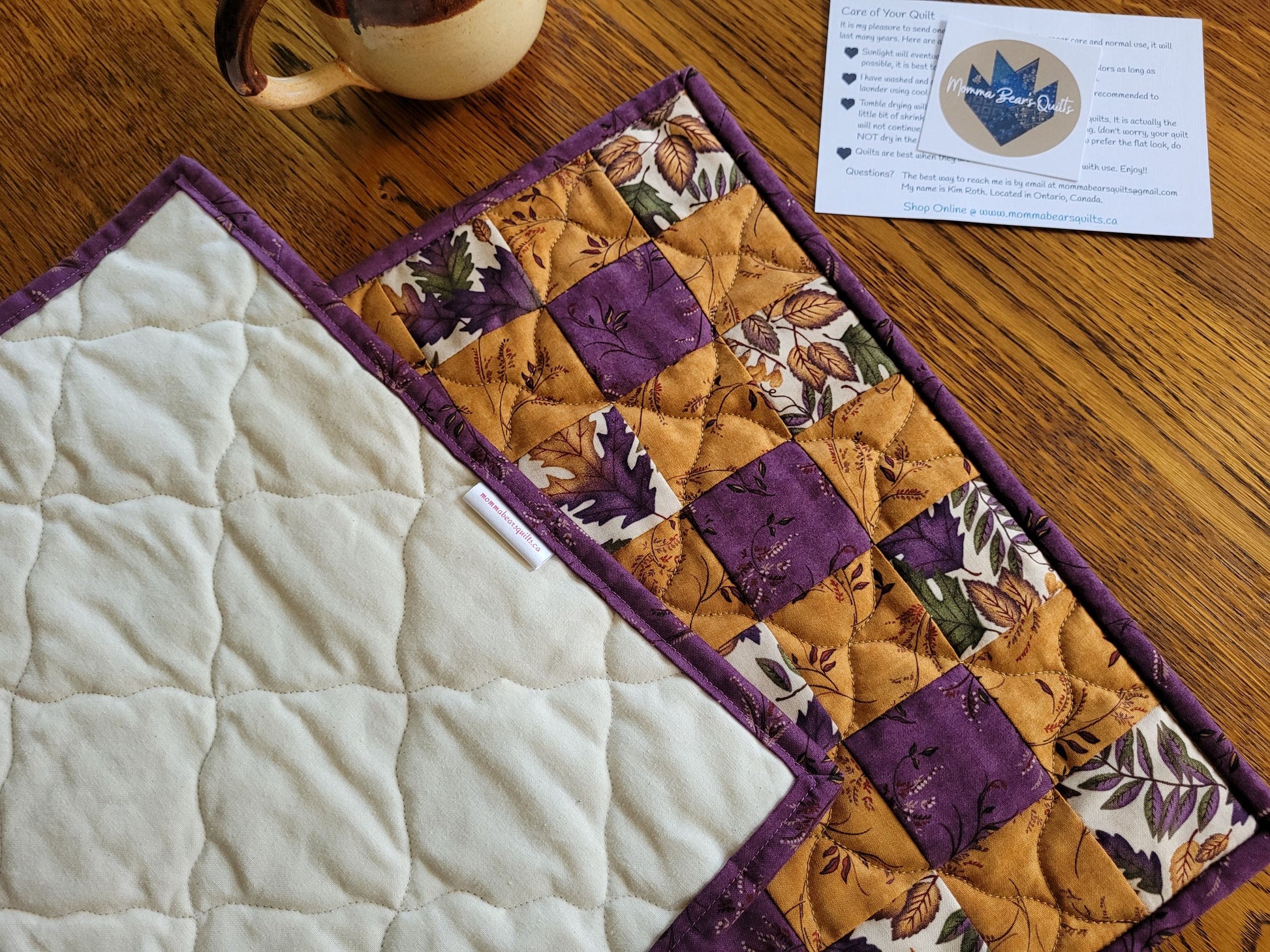 showing back of table runner 