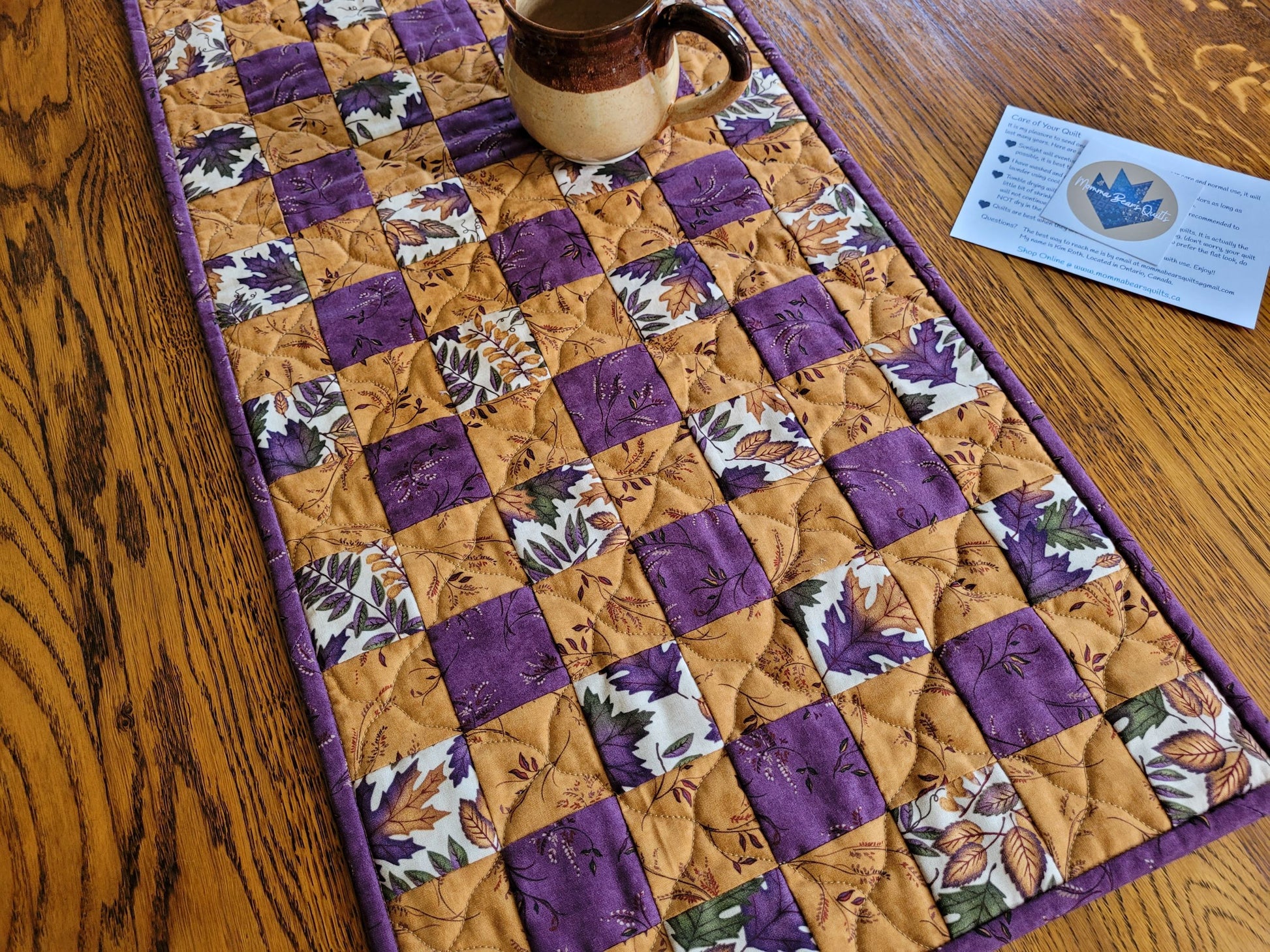 quilted table runner for autumn