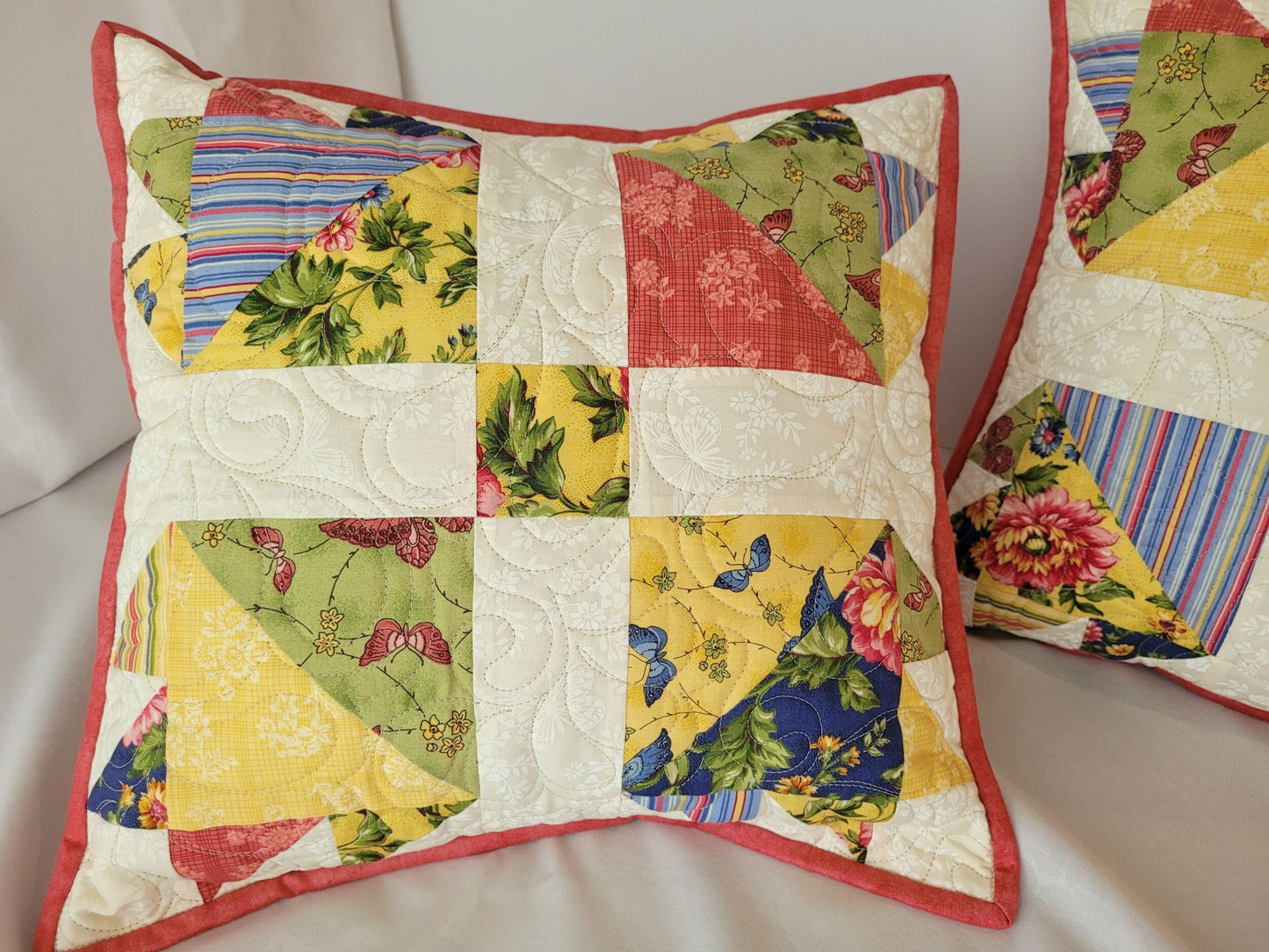 scrappy bear paw quilted pillow