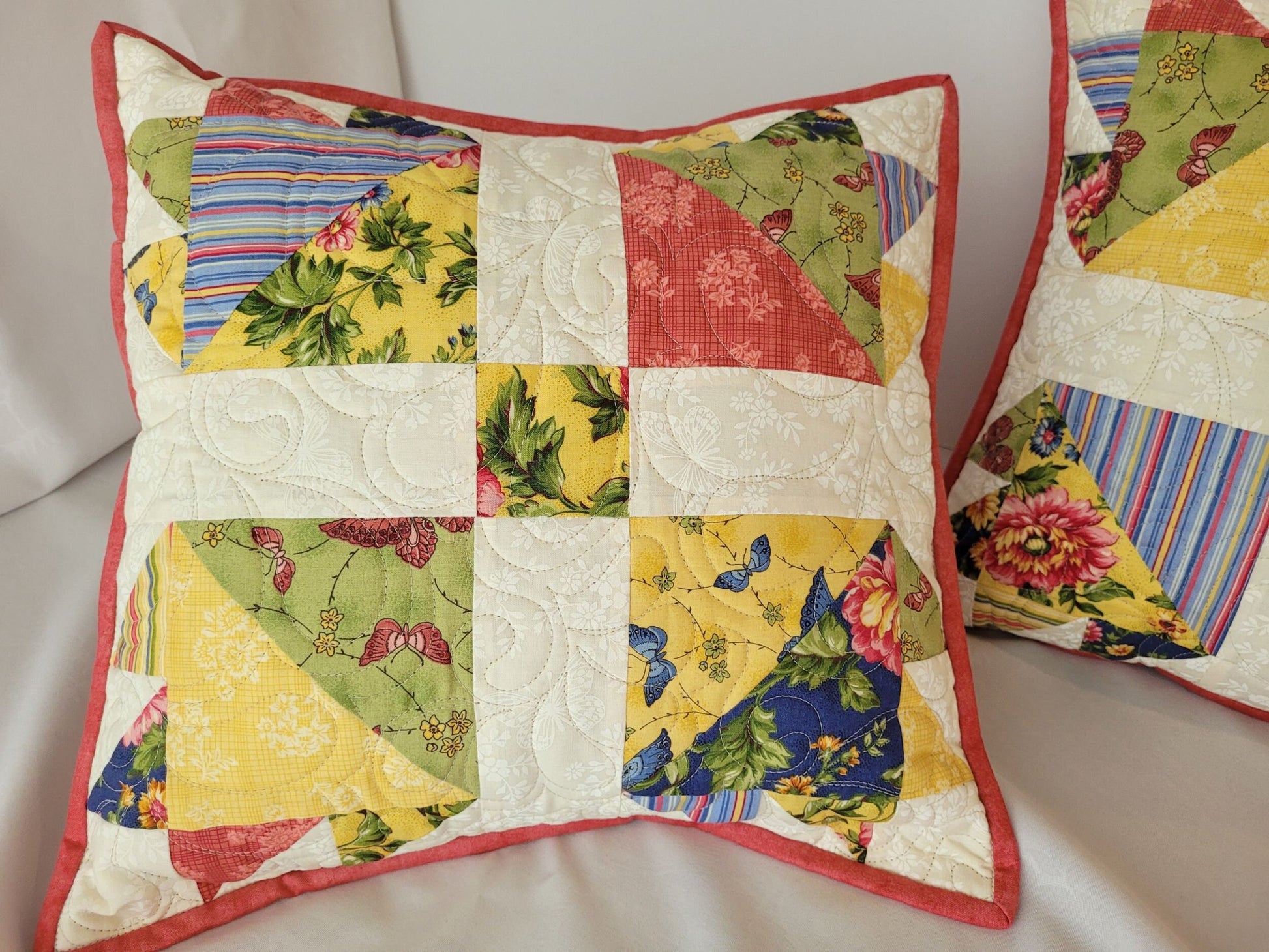 scrappy bear paw quilted pillow