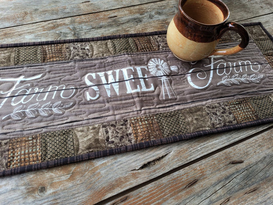 close up of quilted table runner