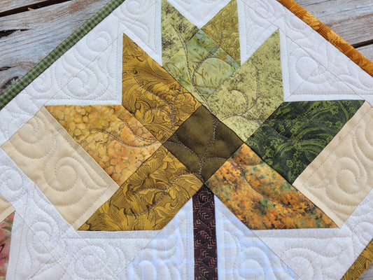 quilted table runner with fall leaves