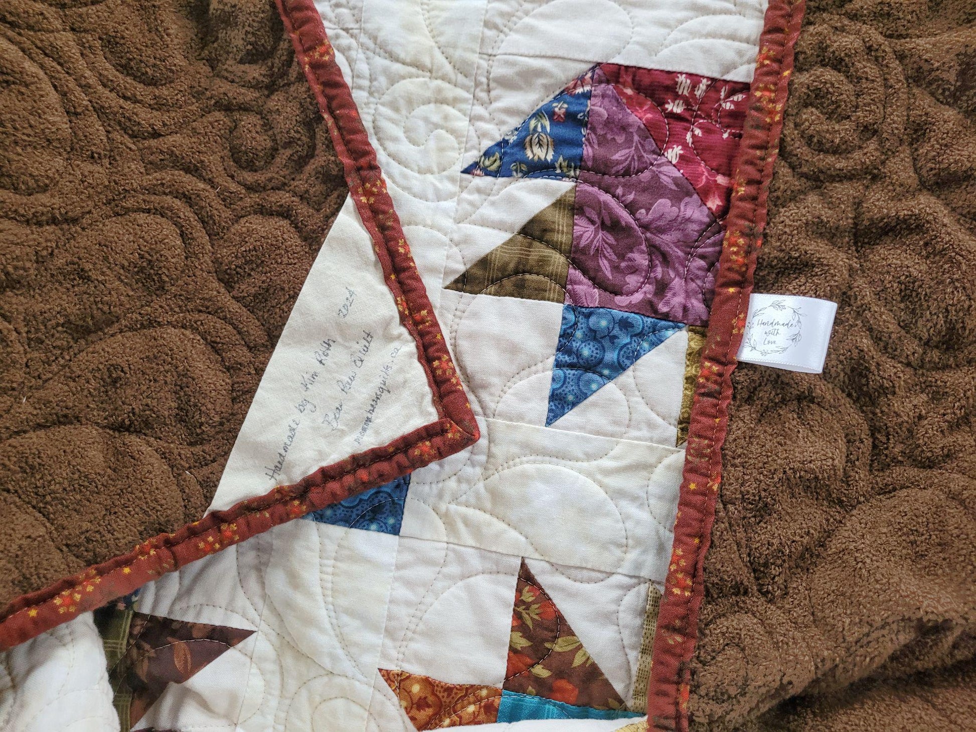 Quilted Throw Blanket in Scrappy Bear Paw Patchwork with Soft Backing