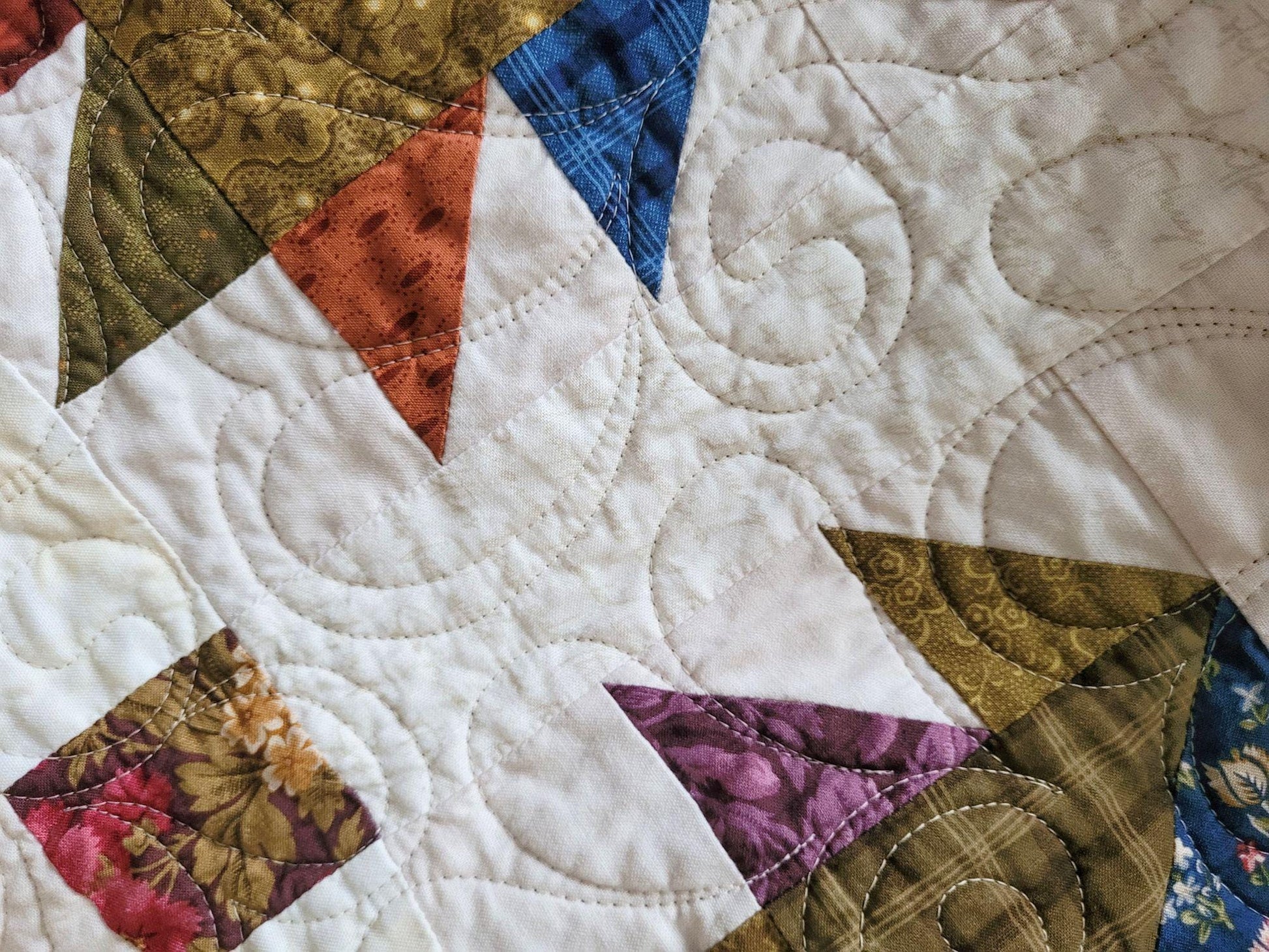 Quilted Throw Blanket in Scrappy Bear Paw Patchwork with Soft Backing