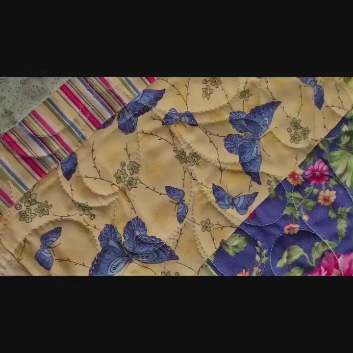 Summer Butterfly Quilt | Flower Lap Quilt | Picnic Throw Blanket