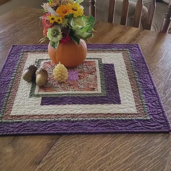 Rustic Autumn Quilted Table Topper or Wall Hanging | Square Table Runner
