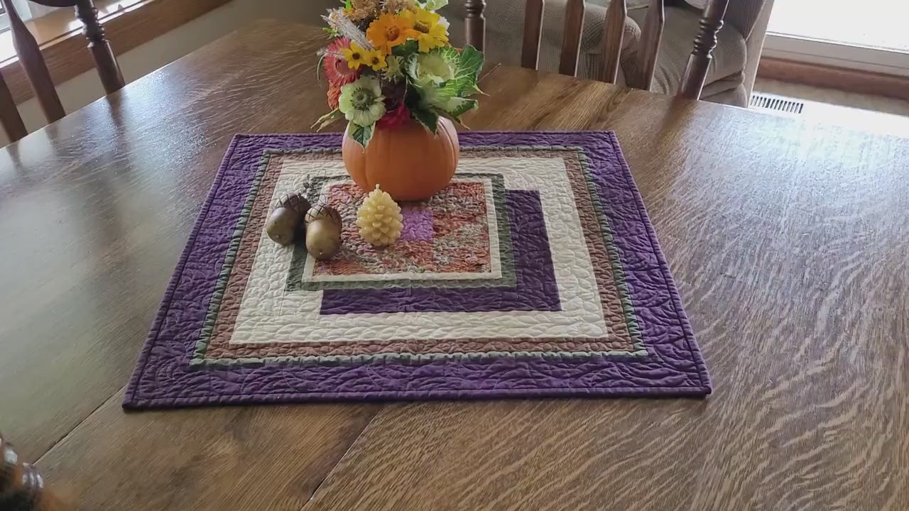 Rustic Autumn Quilted Table Topper or Wall Hanging | Square Table Runner