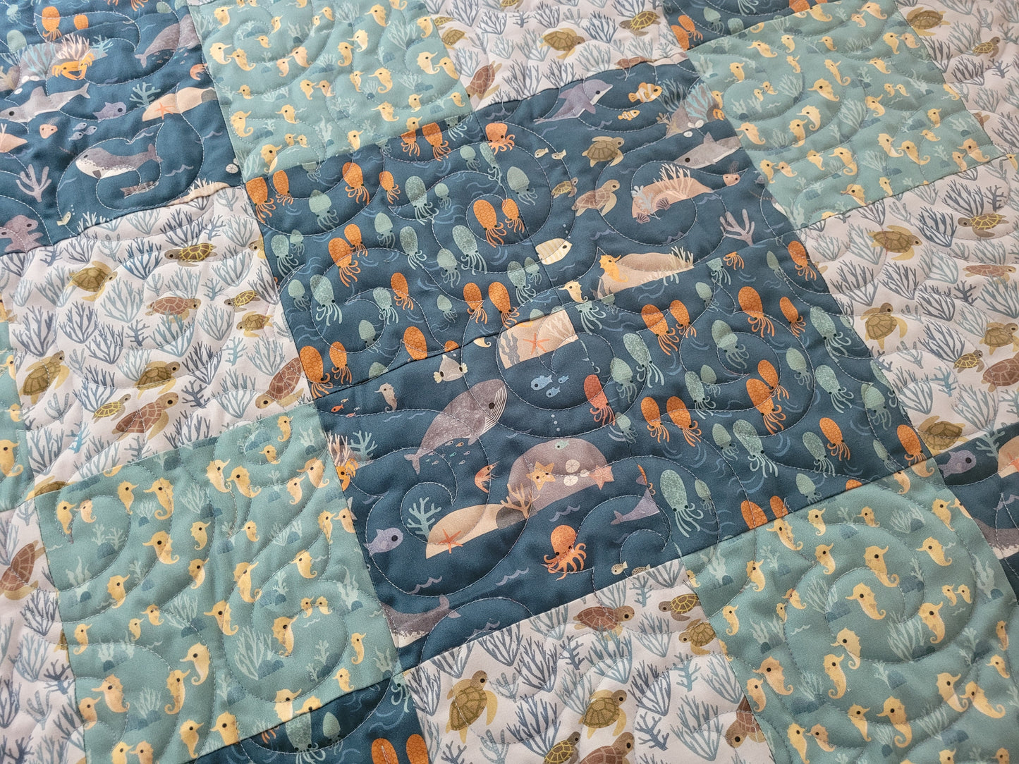 Custom Ocean Theme Baby Quilt, final installment
